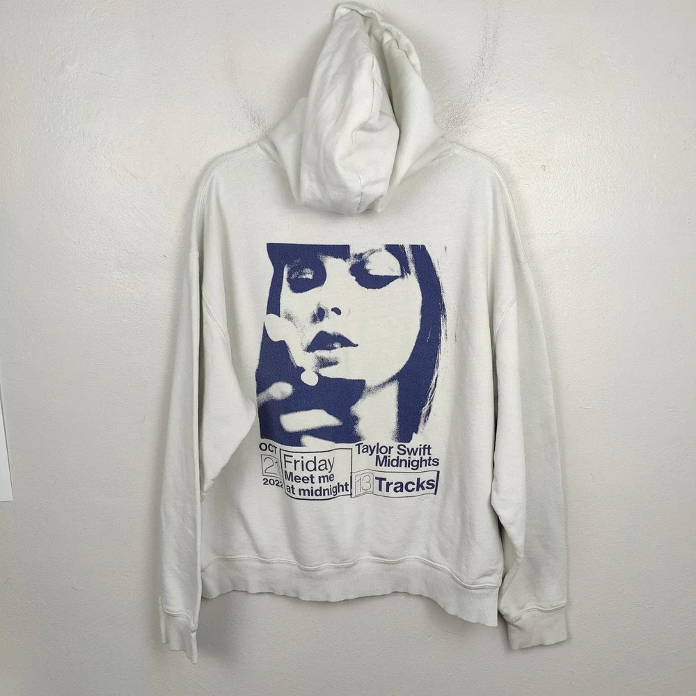Taylor Swift Midnights Album Graphic Hoodie White Oversized Concert Merch Size L - Picture 7 of 10